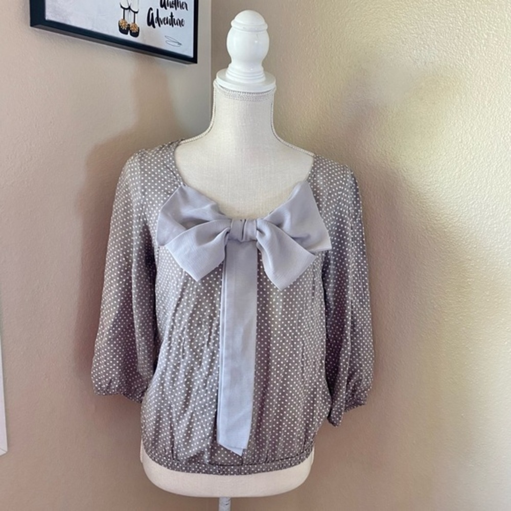 Kld Signature ribbon polka dot blouse, Sz. M